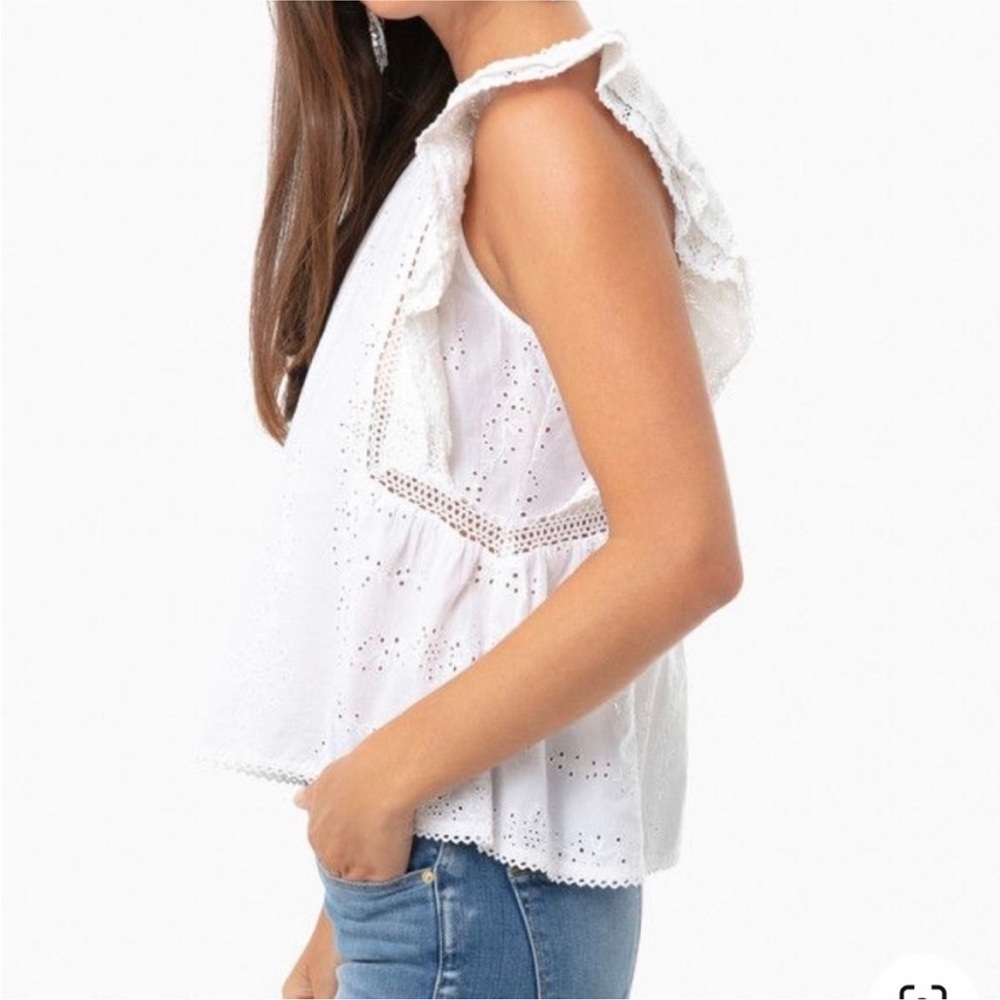 Sea New York Lea Flutter Sleeve Eyelet Lace Guipure Top - Picture 11 of 11